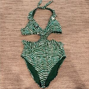 Aerie Kids Green and White One Piece Swimsuit